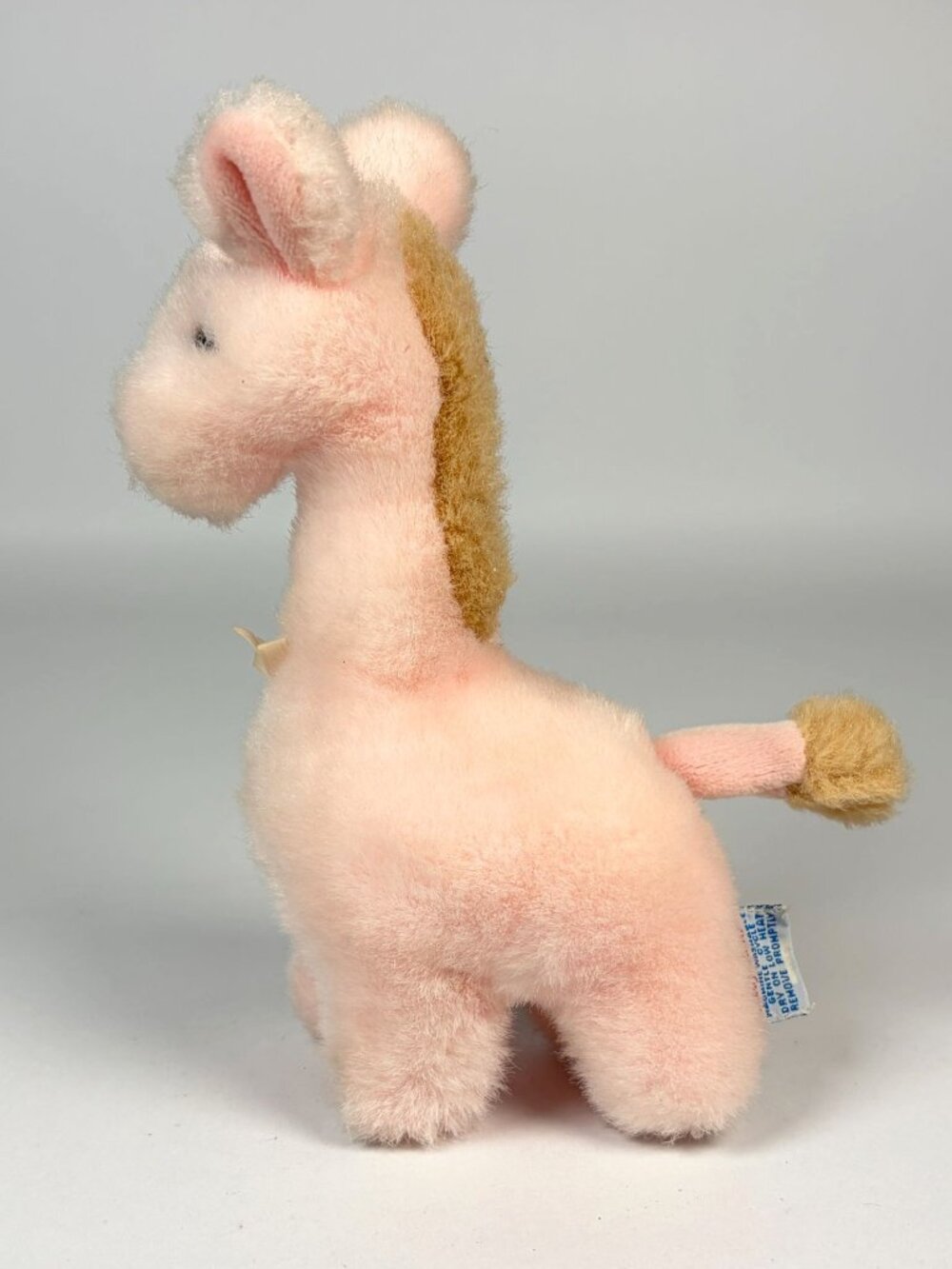 Vintage 1988 Gund Baby Time Pink Plush Giraffe Stuffed Animal Rattle Toy